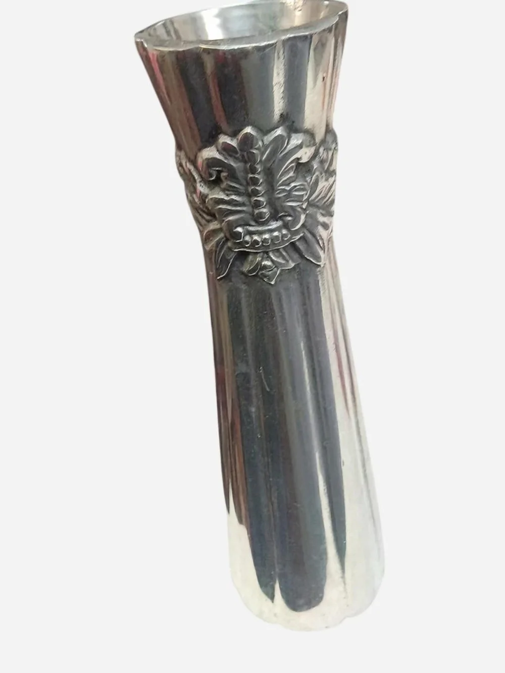 Charter Club Silver Tapered  Metal Bud Vase with Floral‎ Relief